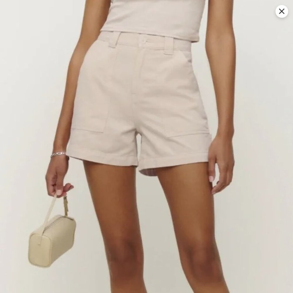 Reformation Pierce Utility Shorts in Almond Size 26